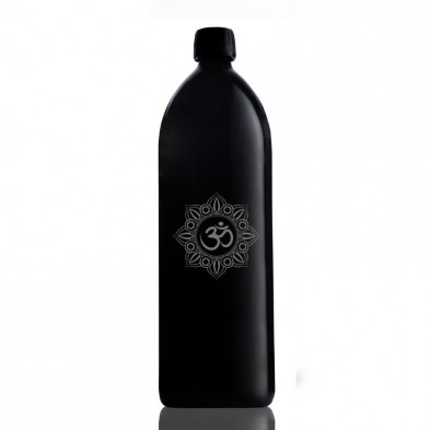 Botella de agua 1 litro mandala y símbolo OM grabado Miron Violet Glass