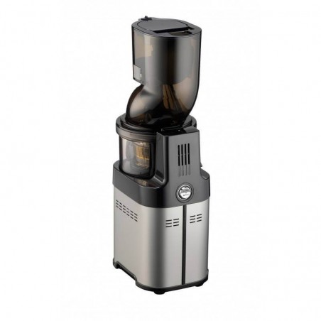 Exprimidor vertical Kuvings CS600, elegante, en color plata y negro, ideal para hacer zumos sin parar.