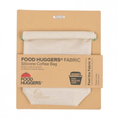 Bolsa de tela Food Huggers con su packaging de cartón