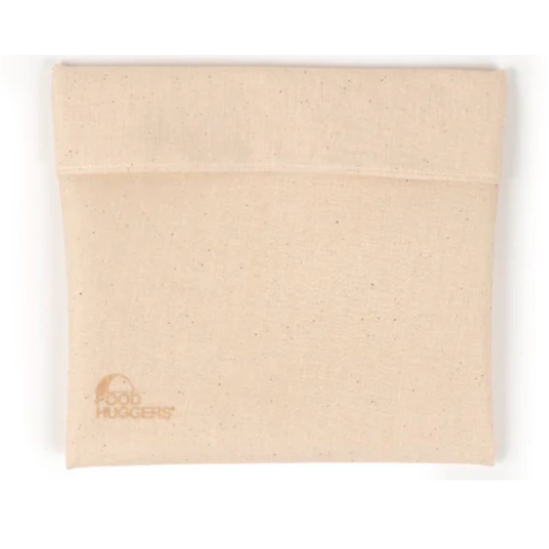 Bolsa de tela para sándwich Food Huggers de color blanco de algodon 100% y su interior de silicona platino