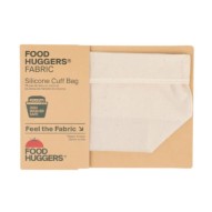 Bolsa de tela con dobladillo Food Huggers con su packaging de cartón