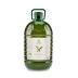 Botella grande verde de aceite de oliva virgen extra con asa y etiqueta.