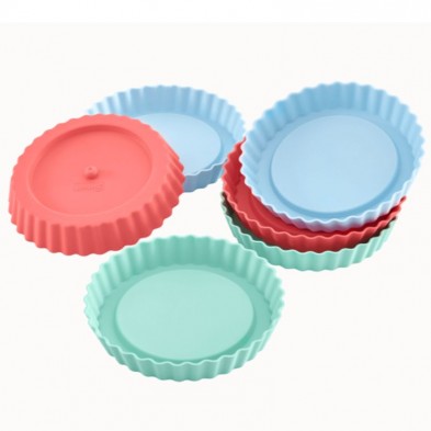 6 Moldes tartaletas de silicona platino Lurch de diferentes colores: rosa, verde y azul 6 Moldes tartaletas de silicona platino Lurch de diferentes colores: rosa, verde y azul