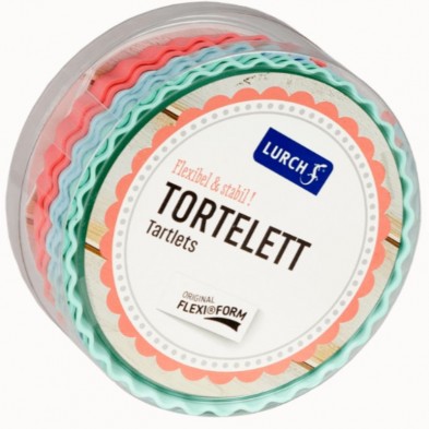 Moldes tartaletas de silicona platino Lurch en su packaging de plástico protector Moldes tartaletas de silicona platino Lurch en su packaging de plástico protector