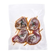 Bolsas para envasar al vacío Status 28x36 cm con rollitos de carne