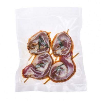 Bolsas para envasar al vacío Status 28x36 cm con rollitos de carne