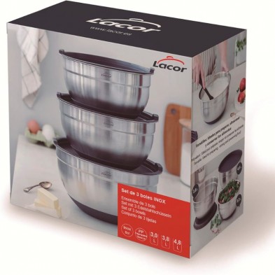 Packaging del Set 3 boles INOX Lacor
