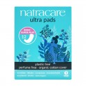Compresas Ultra Súper Plus Natracare packaging de cartón reciclado con tintes vegetales en tonos azules