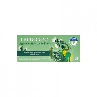 Packaging de cartón reciclado de los Protectores Diarios Ultrafino Salvaslip Natracare en colores verdes