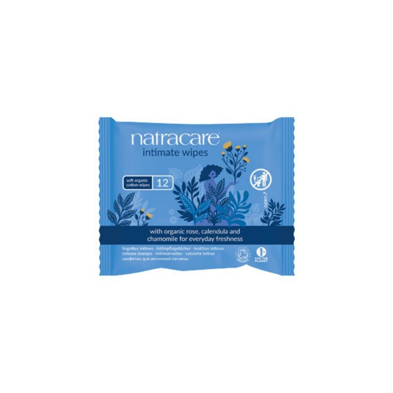Paquete de Toallitas Íntimas Ecológicas Natracare en su packaging azul