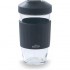 Taza de viaje de vidrio transparente con tapa y banda de silicona para mejor agarre, tapadera y de 450 ml