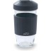 Taza de viaje de vidrio transparente con tapa y banda de silicona para mejor agarre, tapadera y de 450 ml
