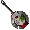 Sartén de acero inoxidable, Serie Profesional, con etiqueta de guisantes e información de la marca.
