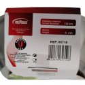 Embalaje del producto con dimensiones y garantía de 1 año de la sartén de acero inoxidable de 18cm.