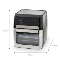 Innovadora freidora de aire digital con pantalla táctil y display de temperatura para una cocina saludable.
