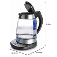 Información de las medidas del Hervidor de agua de vidrio Lacor
