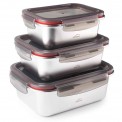 Set 3 contenedores rectangulares ECOINOX Inox 18/10 con tapa de polipropileno Lacor