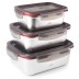 Set de 3 tuppers rectangulares ECOINOX de acero inoxidable con tapa.