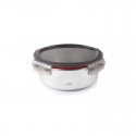 Recipiente Inox 18/10 redondo con tapa de polipropileno de color negro y rojo con capacidad de 690 ml ECOINOX Lacor