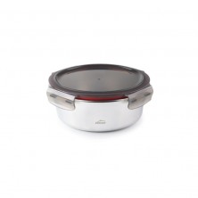 Recipiente Inox 18/10 redondo con tapa de polipropileno de color negro y rojo con capacidad de 690 ml ECOINOX Lacor