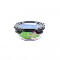 Recipiente vidrio redondo con tapa de vidrio con abrazaderas de cierre de polipropileno y capacidad de 500 ml Biodora