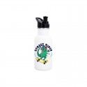 Botella de acero inoxidable Dinosaurio en patinete amarillo con fondo blanco 500 ml Biodora