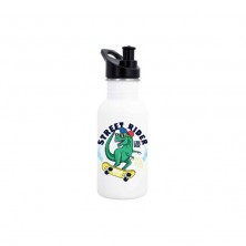 Botella de acero inoxidable Dinosaurio en patinete amarillo con fondo blanco 500 ml Biodora