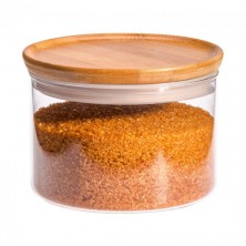 Tarro de vidrio de borosilicato con tapa hermética hecha de bambú y junta se polipropileno que cierra de forma hermética