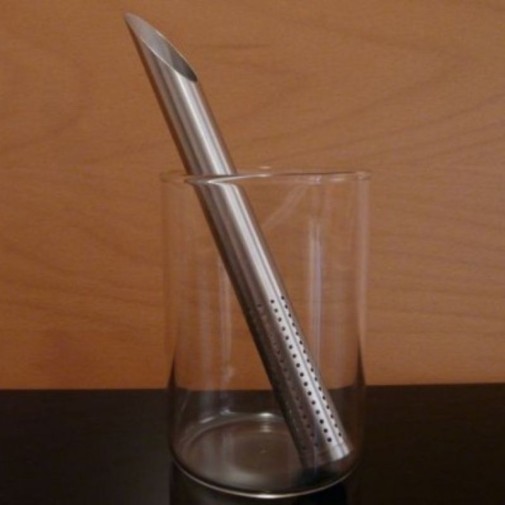 Filtro de té de acero inoxidable Trendglas Jena para hacer infusiones en el vaso de borosilicato