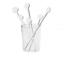 Agitadores transparentes en un vaso de vidrio transparente, vidrio de borosilicato