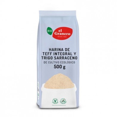 Paquete de 500 g de harina de teff y trigo sarraceno de la marca El Granero Integral