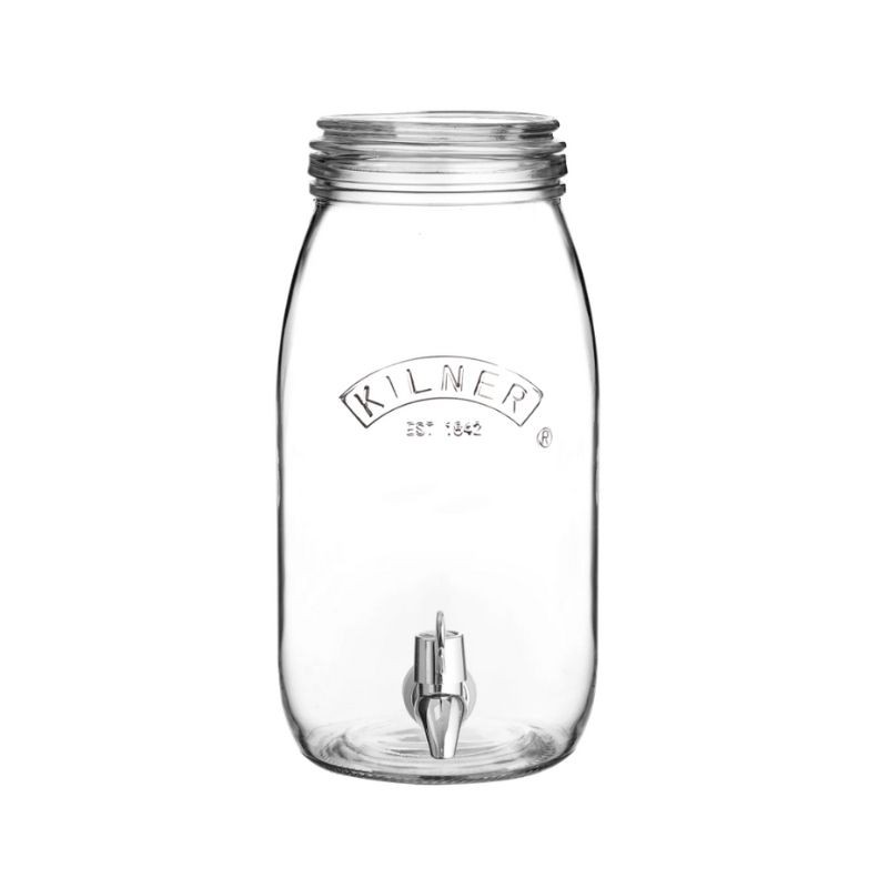 Dispensador de bebidas de vidrio con grifo de polipropileno redondo con tapa 3L Kilner