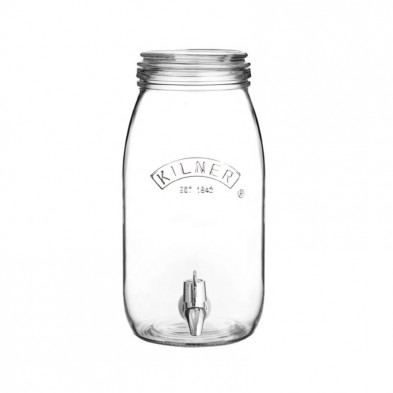 Dispensador de bebidas de vidrio con grifo de polipropileno redondo con tapa 3L Kilner