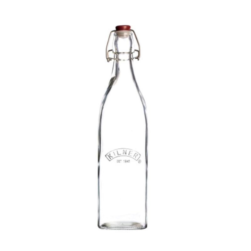 Botella de vidrio con cierre clip top cuadrada de 1 litro de la marca Kilner