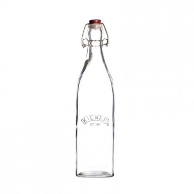 Botella de vidrio con cierre clip top cuadrada de 1 litro de la marca Kilner