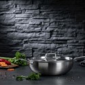 CULINARY FIVEPLY Wok de acero inoxidable con tapa vista lateral
