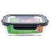 Tupper ecológico de vidrio rectangular, con tapa de vidrio y abrazaderas grises de polipropileno