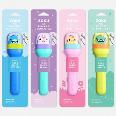 Presentación del producto del Set cubiertos infantiles Zoku con todos los modelos disponibles