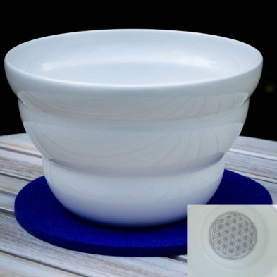 Cuenco de porcelana blanco Shinno de la Flor de la Vida Nature's Design con la proporción áurea