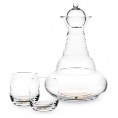 Set Jarra Alladin 2 Vasos Mythos Flor Vida Oro Nature's Design sobre fondo blanco