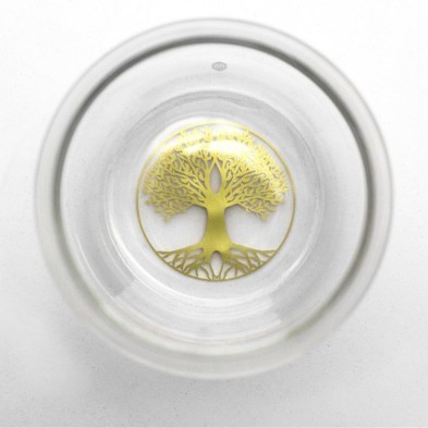Detalle ampliado del fondo del Vaso Mythos Árbol de la Vida en oro de la marca Nature's Design