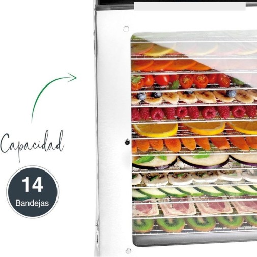 Deshidratador de alimentos Dry Lacor capacidad de 14 bandejas de acero inoxidable