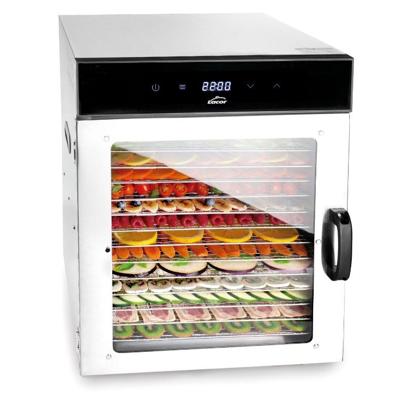 Deshidratador de alimentos Dry Lacor con frutas y verduras deshidratándose en su interior