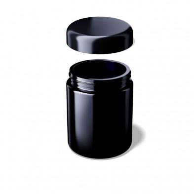 Tarro de boca ancha Saturn 250 ml Miron VioletGlass con tapa abierta