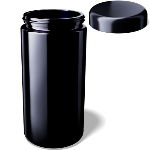 Tarro de boca ancha Saturn 1L Miron VioletGlass con la tapa abierta