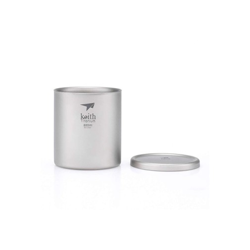 Taza de titanio doble pared y tapa 220 ml Keith sin tapa