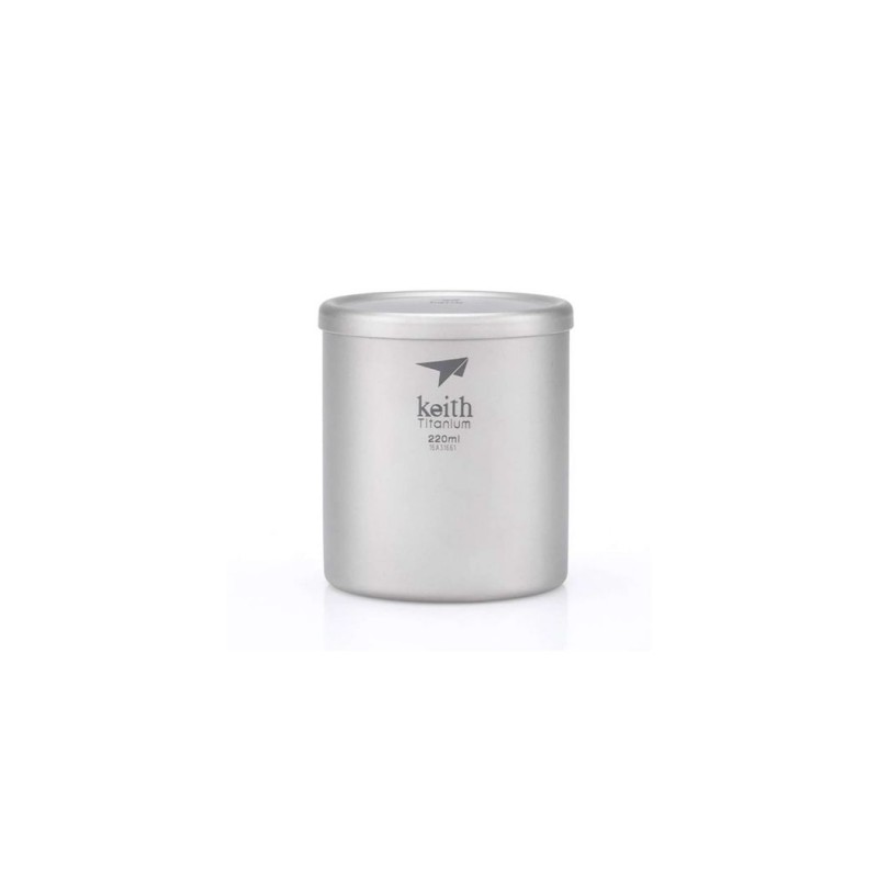 Taza de titanio doble pared y tapa 220 ml Keith
