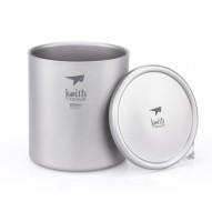 Taza de titanio doble pared y tapa 600 ml Keith sin la tapa