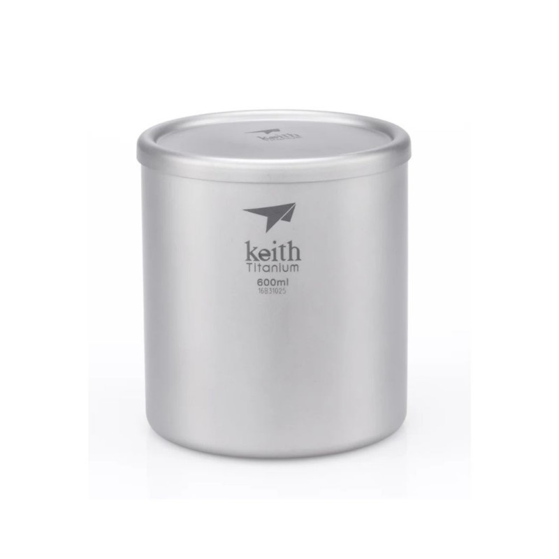 Taza de titanio doble pared y tapa 600 ml Keith