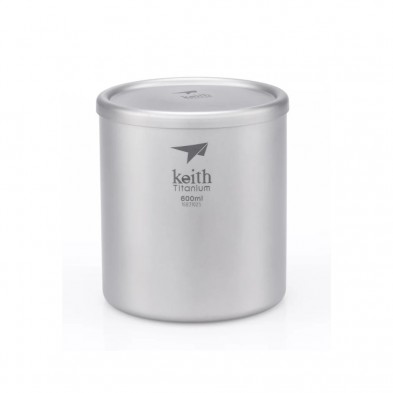 Taza de titanio doble pared y tapa 600 ml Keith